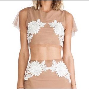 For Love & Lemons Balmy Nights Mesh Flower Crop Top